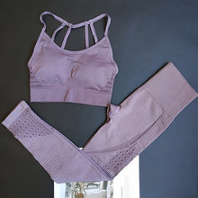 Load image into Gallery viewer, Energy Seamless Leggings+Strappy Bra 2Pcs Yoga Set