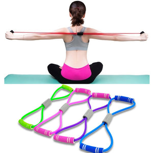 2019 Hot Yoga Gum Fitness Resistance 8 Word Chest Expander Rope